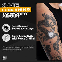 Skin Grip CGM patch stays clear and secure through daily activities