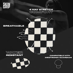 Skin Grip CGM patch remains sweatproof during workouts for continuous monitoring.