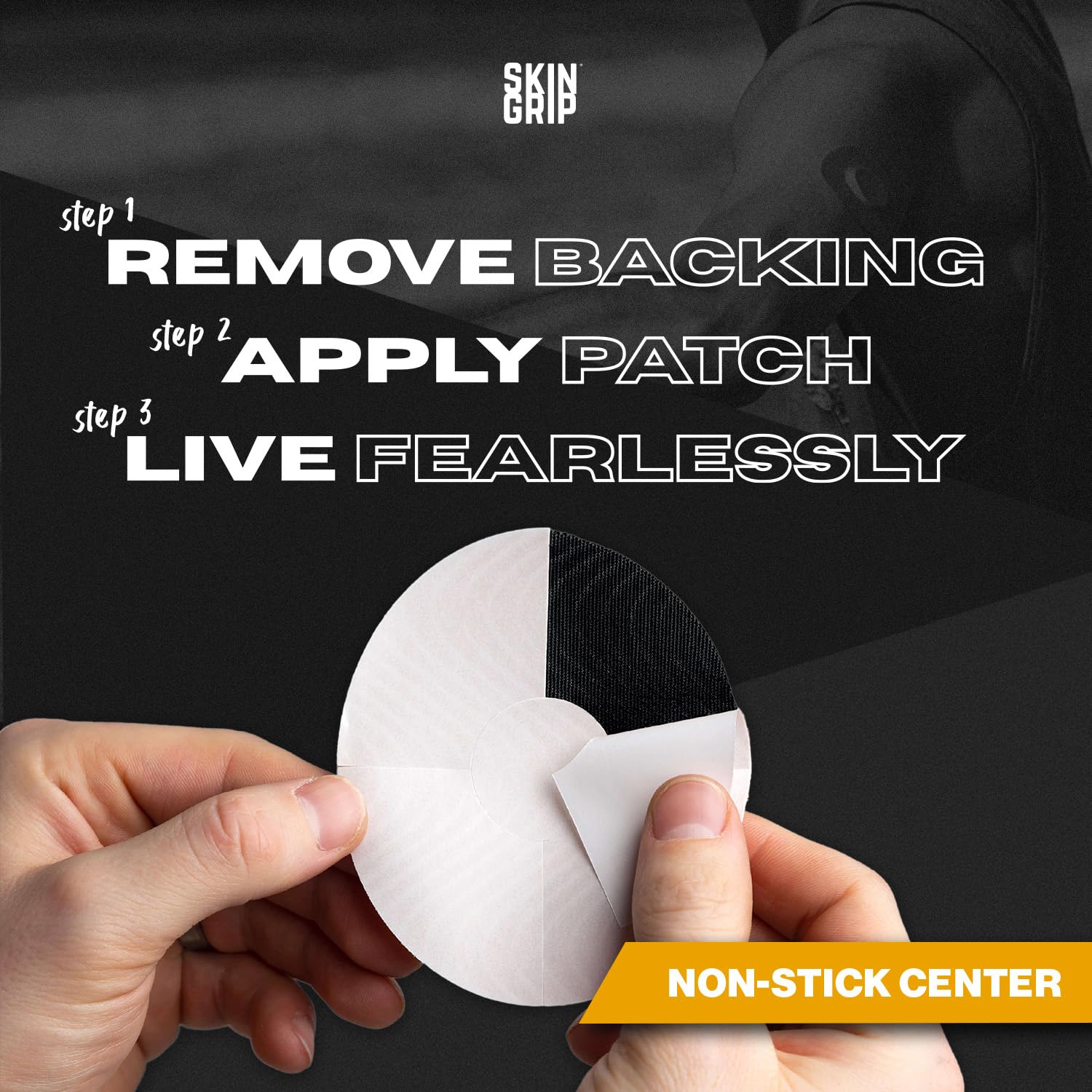 Quality-focused Skin Grip patch emphasizes safety and durability for active use.