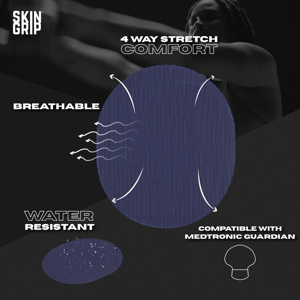 Skin Grip patch provides sweatproof coverage for active days.