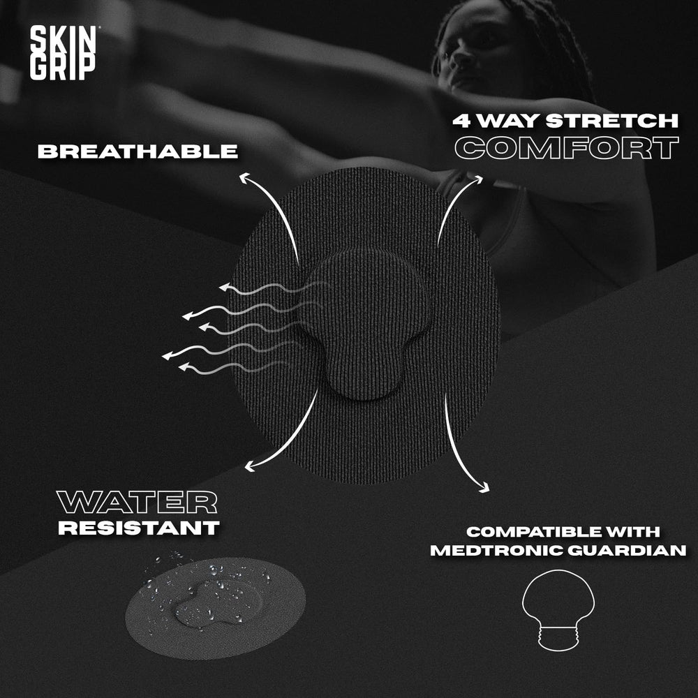 Close-up of waterproof patch ensuring the sensor stays on during showers.