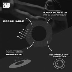 Skin Grip CGM patch showing waterproof and sweatproof design for workouts