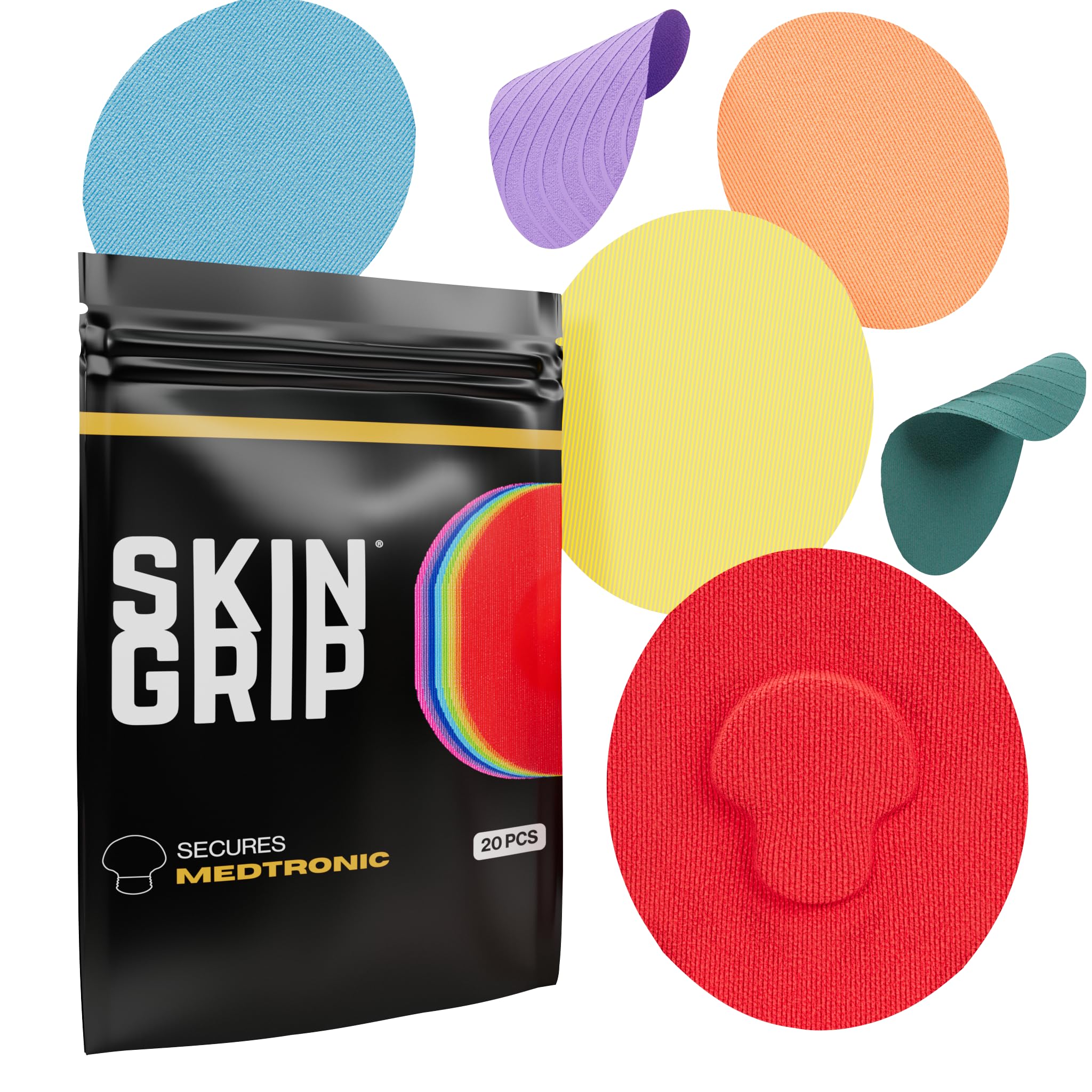 Skin Grip CGM patches 20-pack for Medtronic Guardian, ready for extended wear