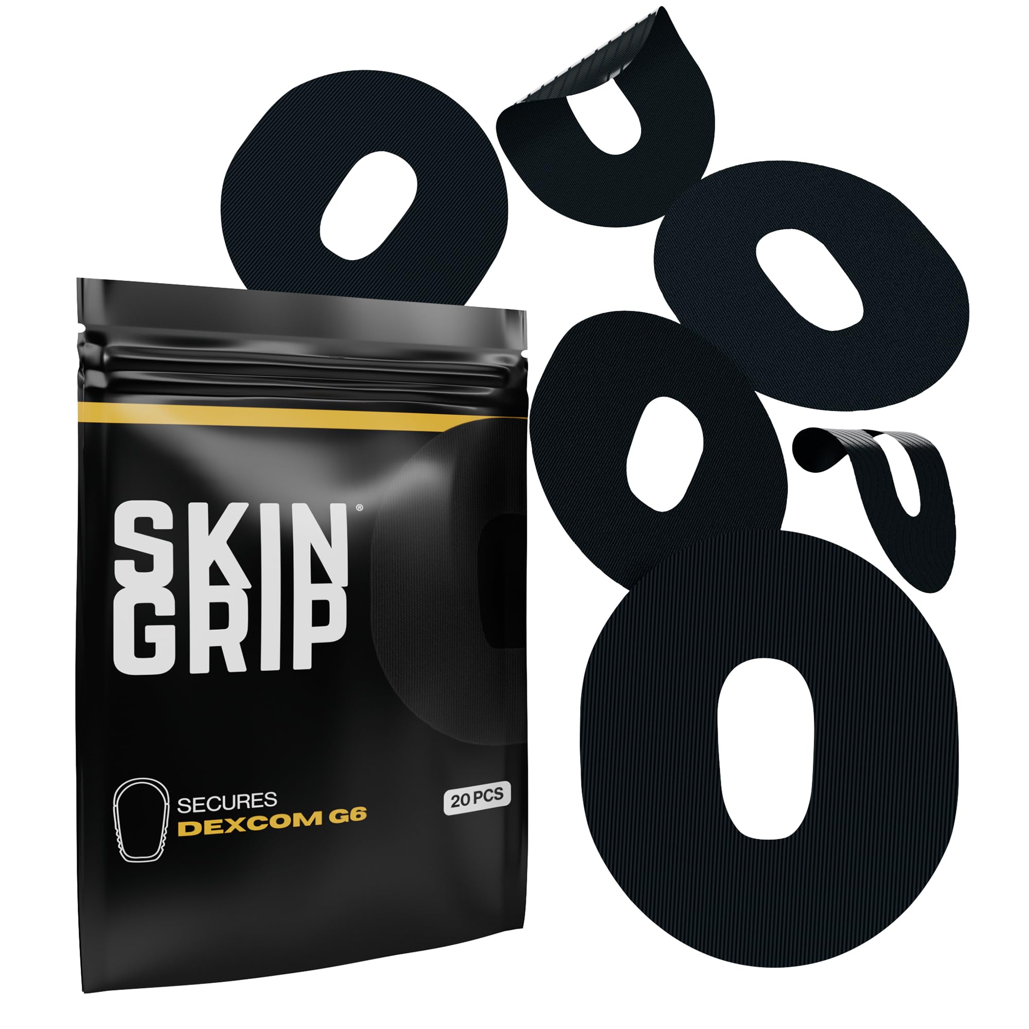 Skin Grip Dexcom G6 patch adhesive keeps CGM secure during daily activities.