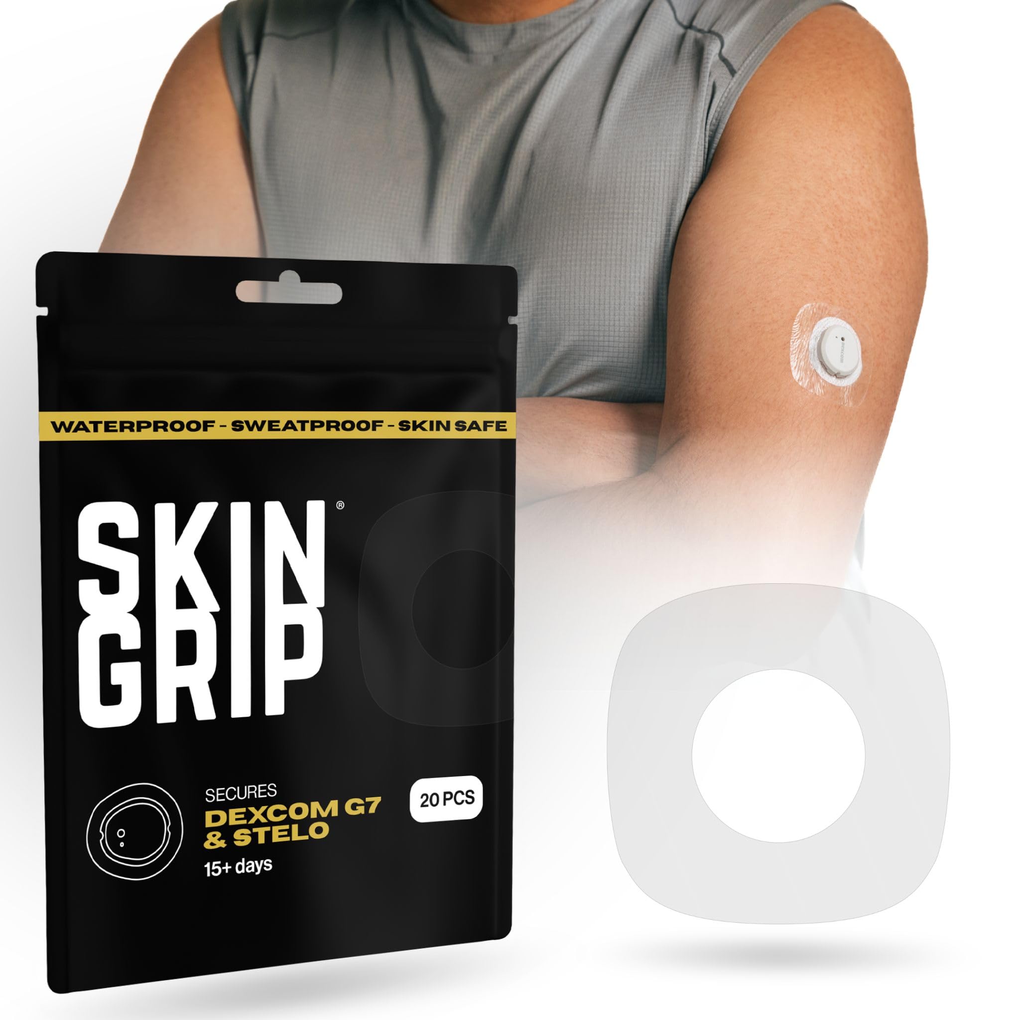 Skin Grip patch for Dexcom G7 ready for application with secure wear.