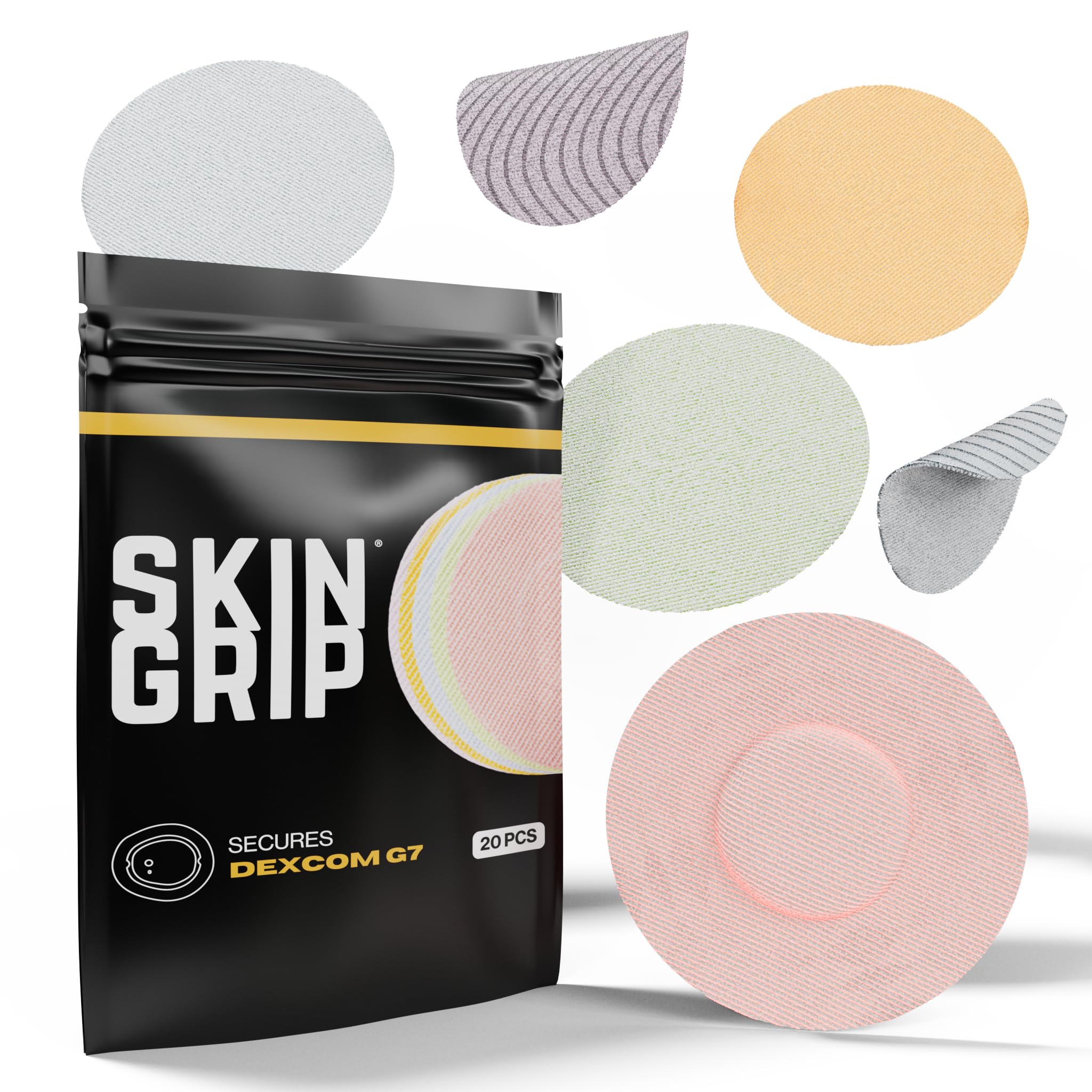 Skin Grip Dexcom G7 patch on skin for secure CGM wear during daily activities.