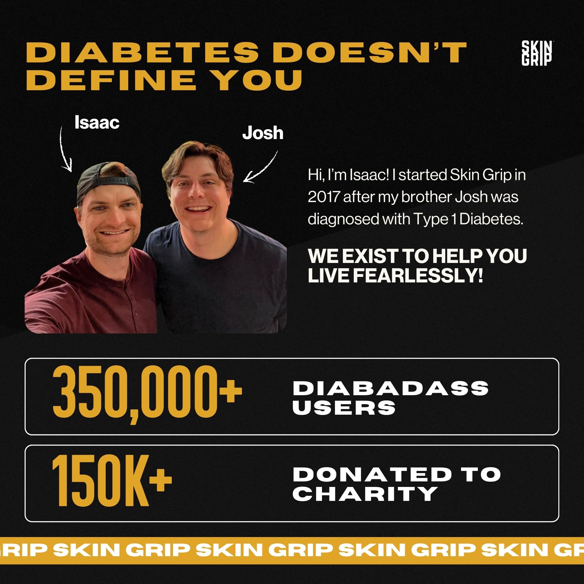 Skin Grip durable patch with four-way stretch supports Dexcom G6 activity.