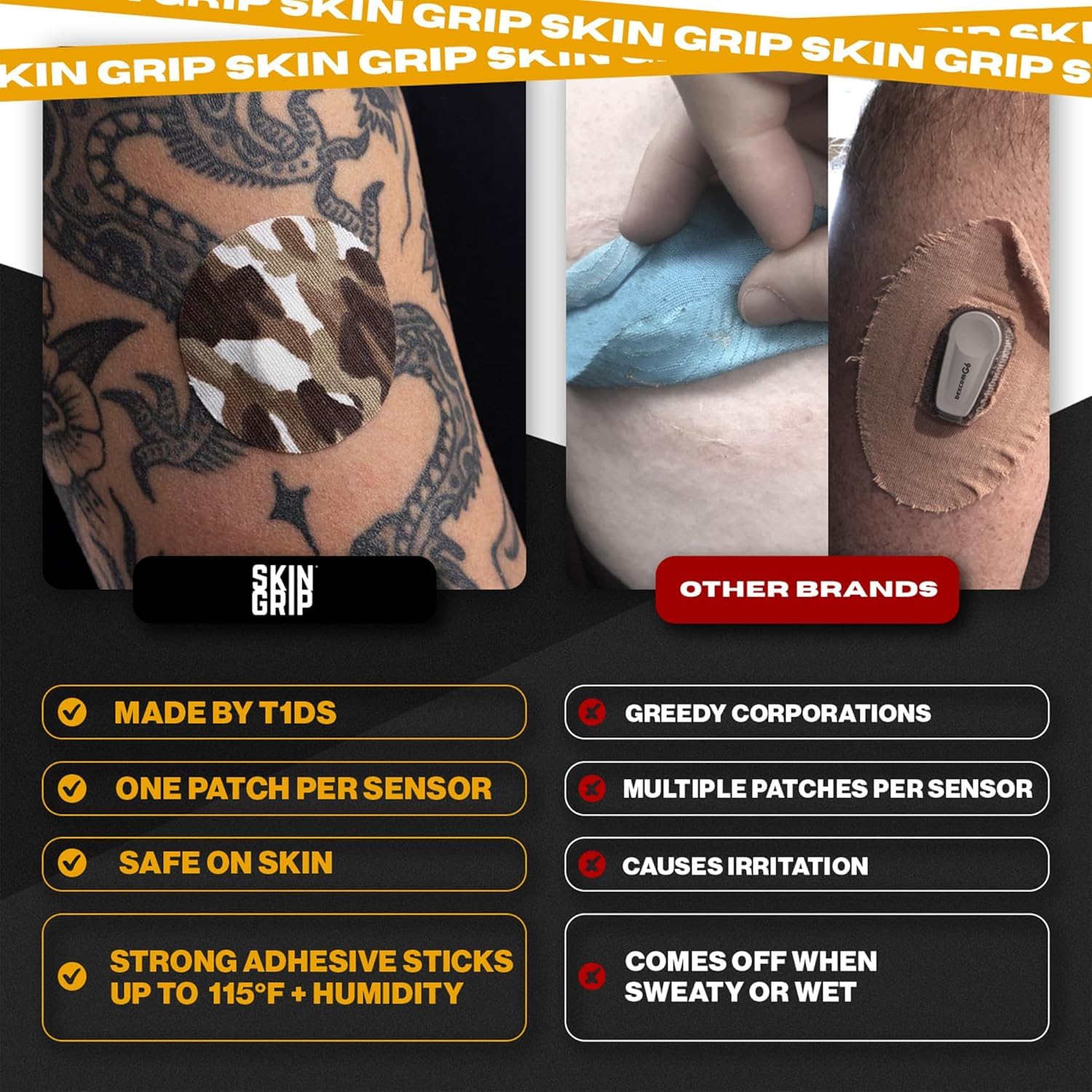 Skin Grip four-way stretch patch designed for easy, snug application