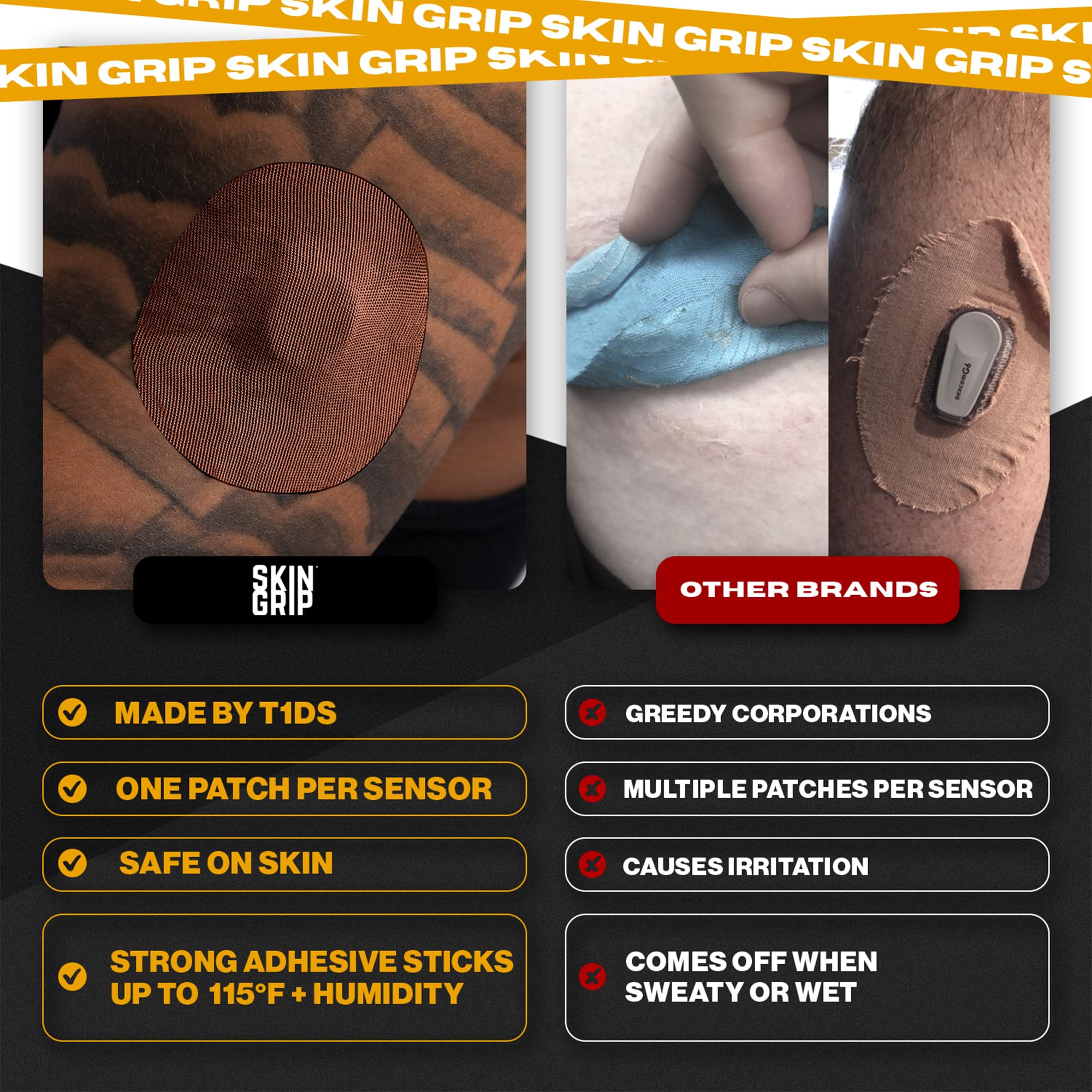 Skin Grip four-way stretch design enables easy, confident patch application.