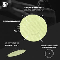 Skin Grip Freestyle Libre 2 patch application demonstrates a seamless, discreet fit.