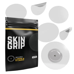 Skin Grip sensor cover packaging highlights durable adhesion for CGM devices.