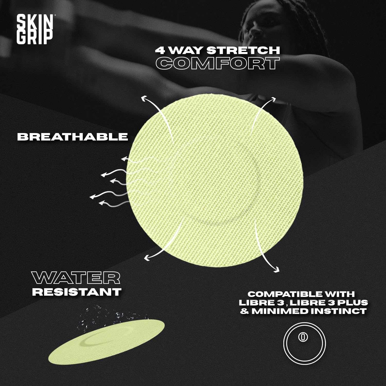 Skin Grip Freestyle Libre 3 sensor cover keeps your sensor secure during workouts.
