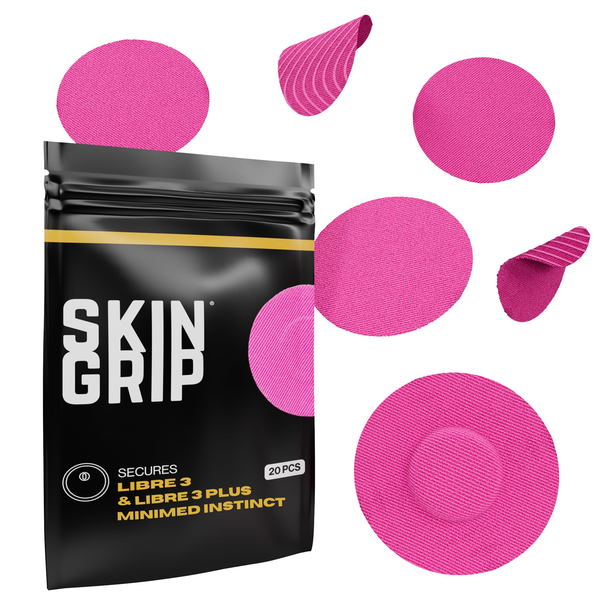 Skin Grip Freestyle Libre 3 patch application close-up showing secure attachment.