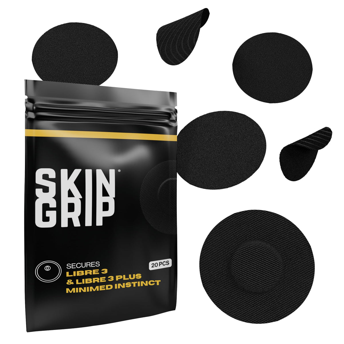 Skin Grip Freestyle Libre 3 sensor cover in black protects the device during activities