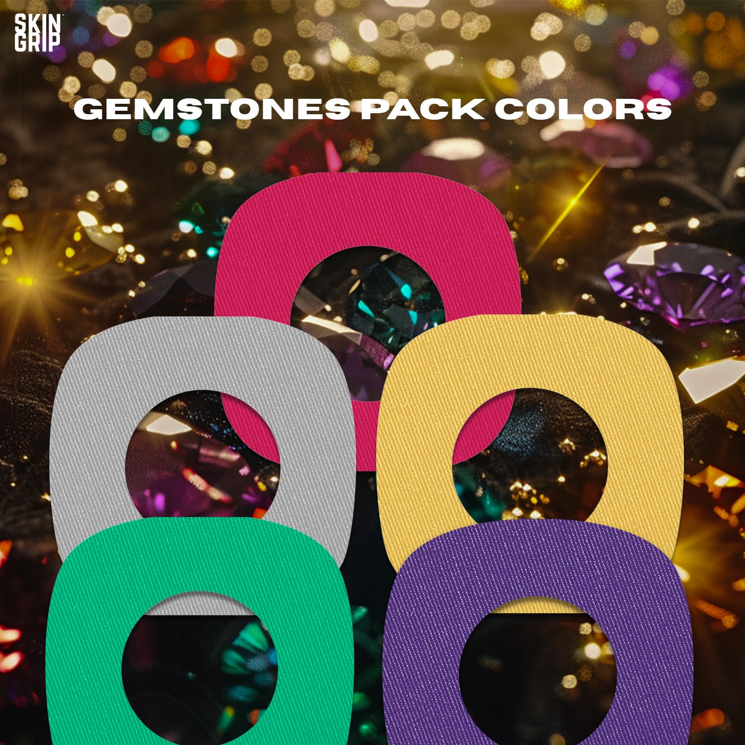 Skin Grip Gemstones Pack packaging highlights premium patches and variety.