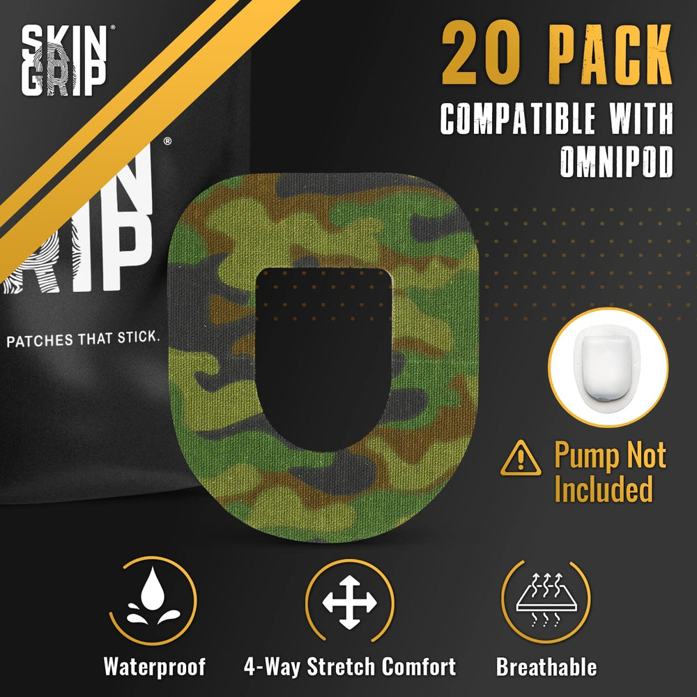 Skin Grip Insulet Omnipod 5 patch application steps guide.