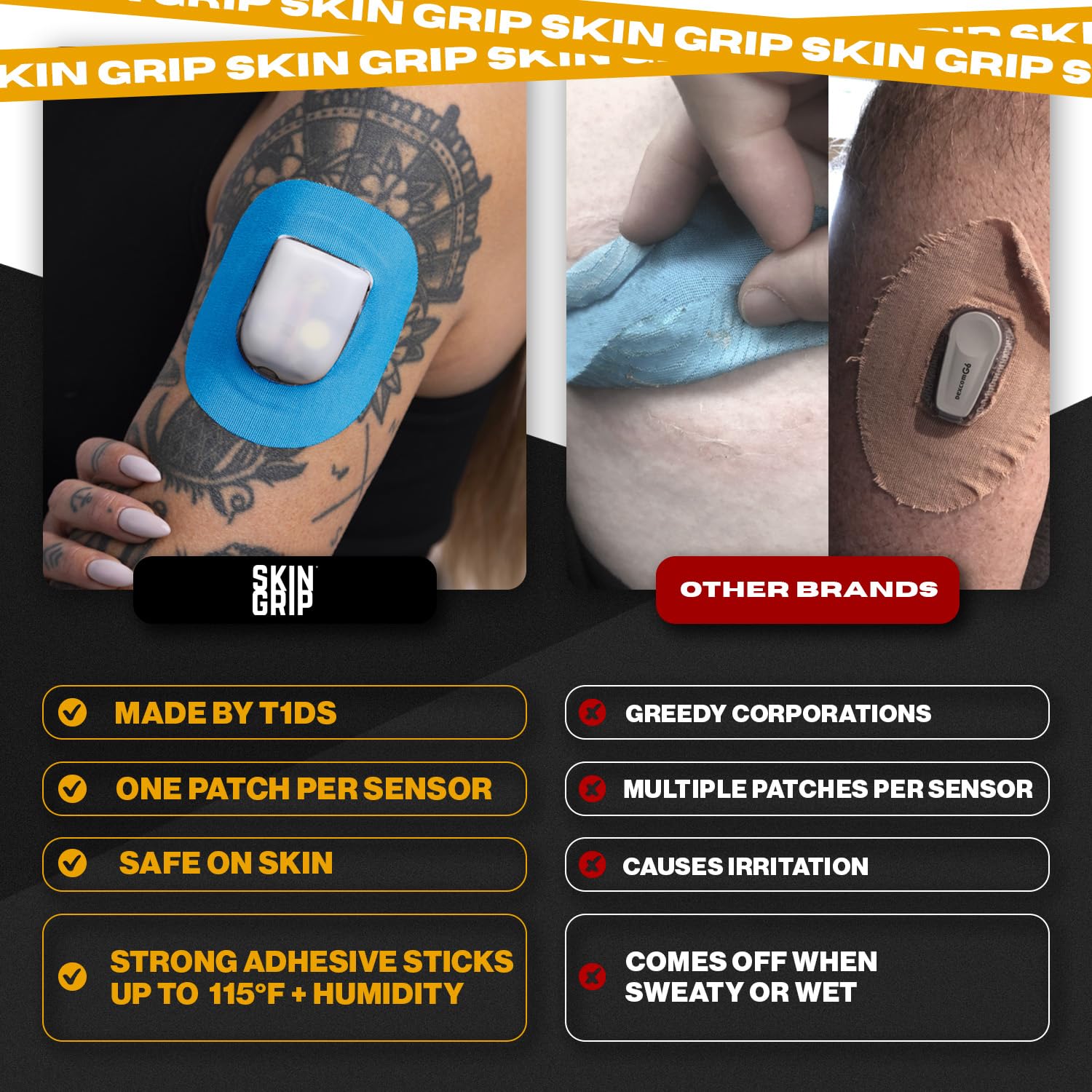 Skin Grip worn on the skin shows secure sensor coverage during workouts.