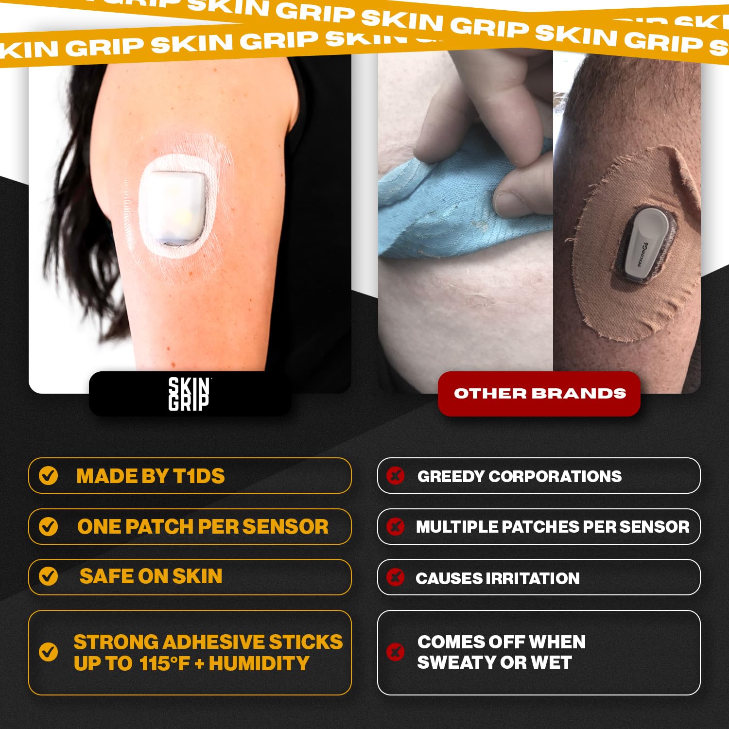Skin Grip Omnipod patch simple bedtime application for secure adhesion.