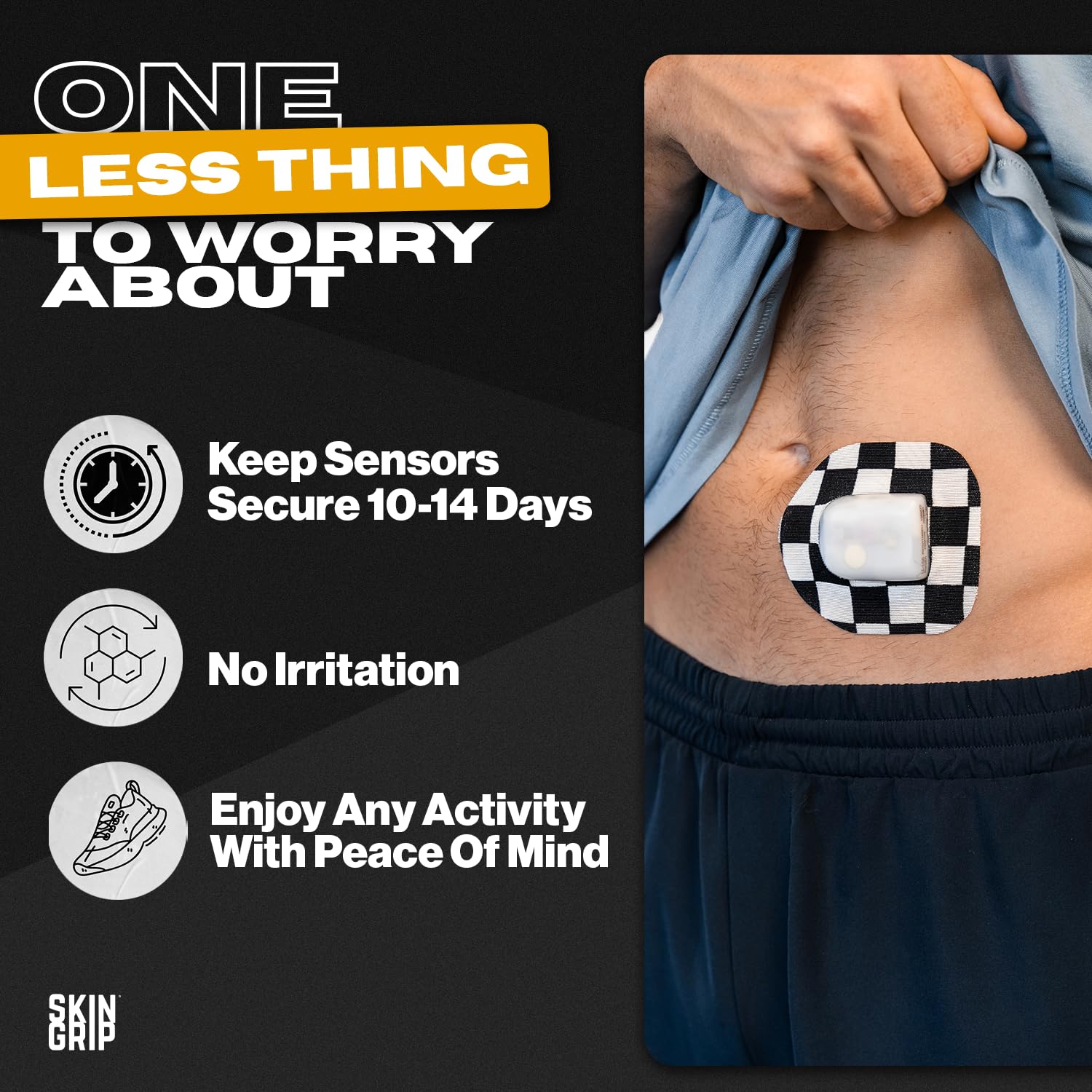 Skin Grip Omnipod patch offers four-way stretch for flexibility.