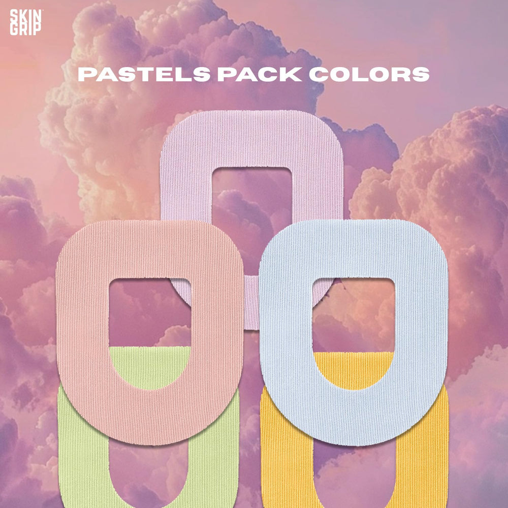 Skin Grip pastel packaging shown for discreet patch coverage.