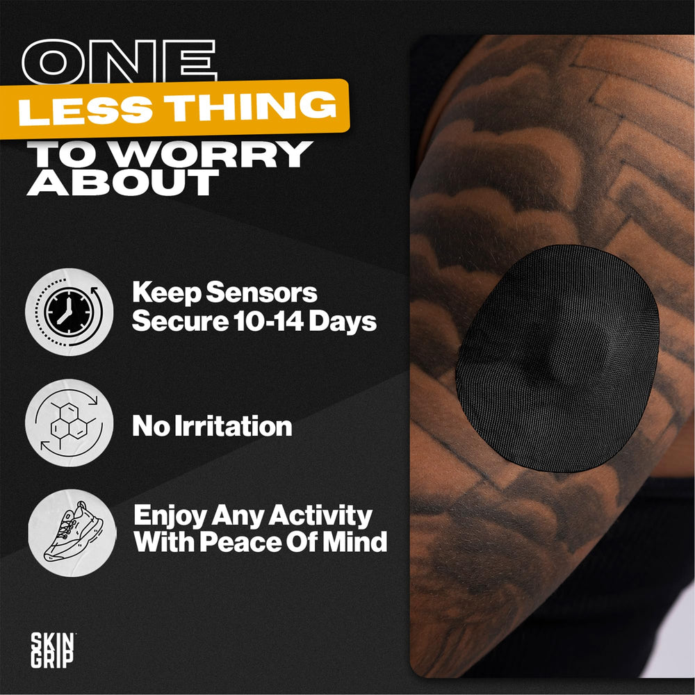 Skin Grip patch application step shows breathable, skin-friendly design for comfortable wear.