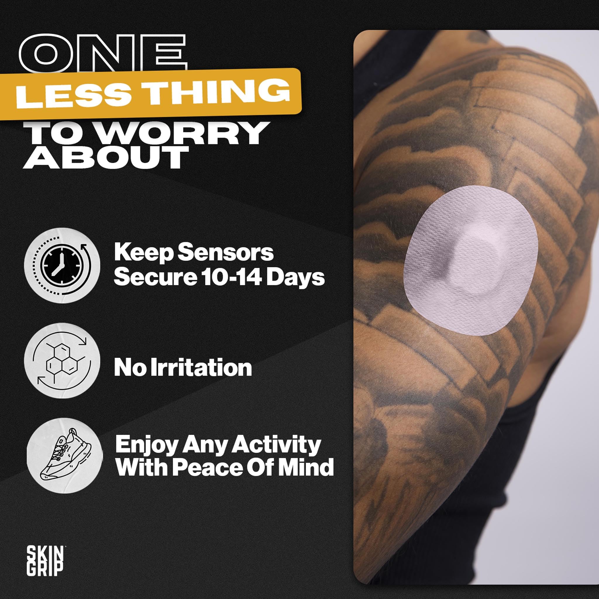 Breathable Skin Grip adhesive on arm during workout