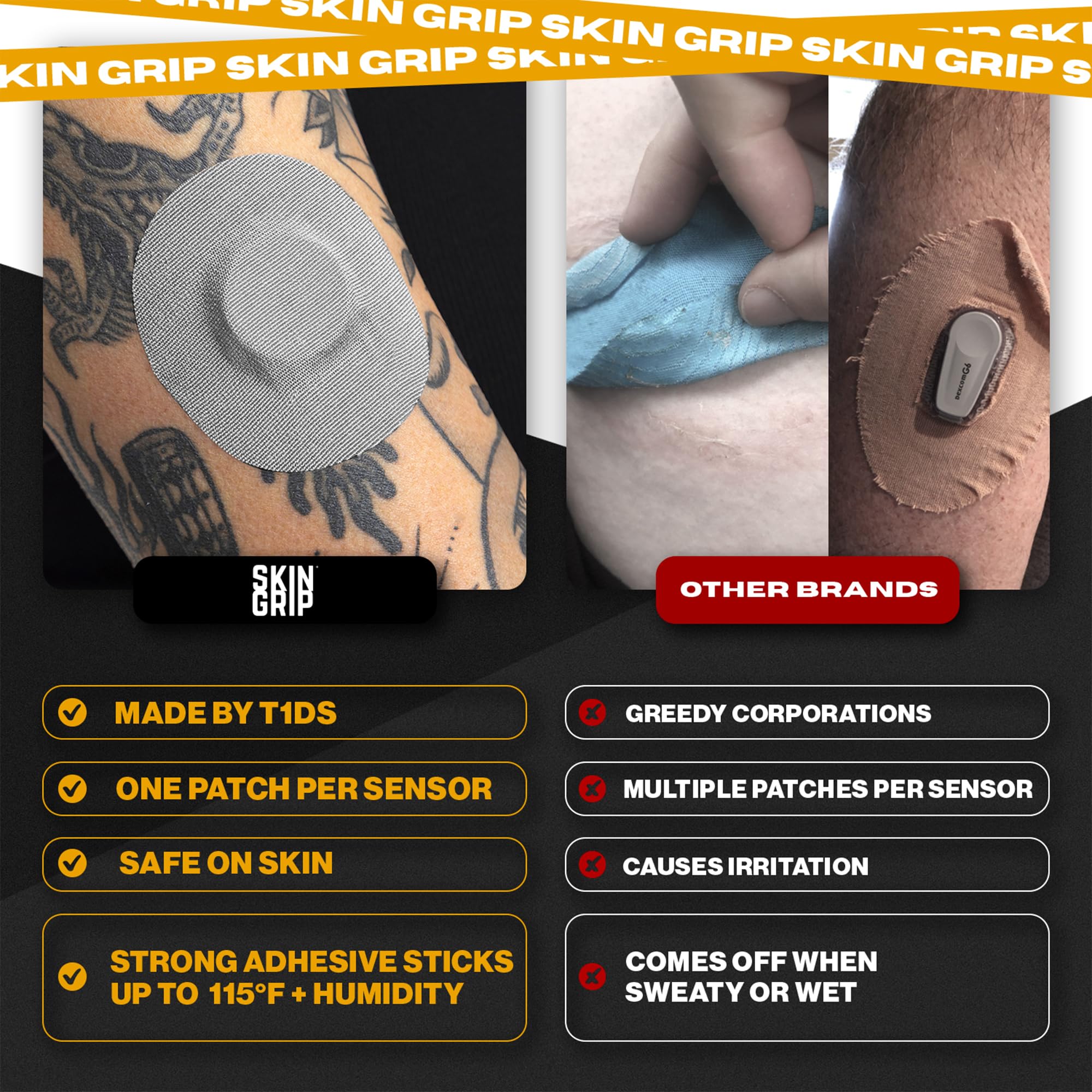 Skin Grip pre-cut medical tape pack fits your device precisely.