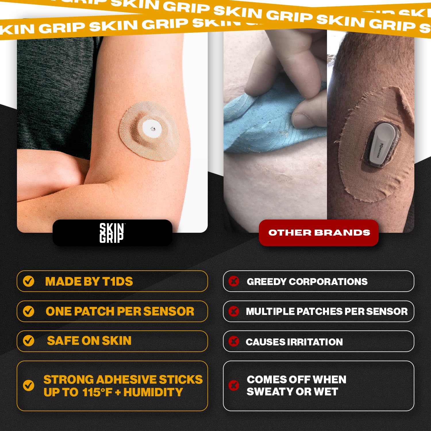 Skin Grip patch bedtime-ready design allows adhesive to set overnight