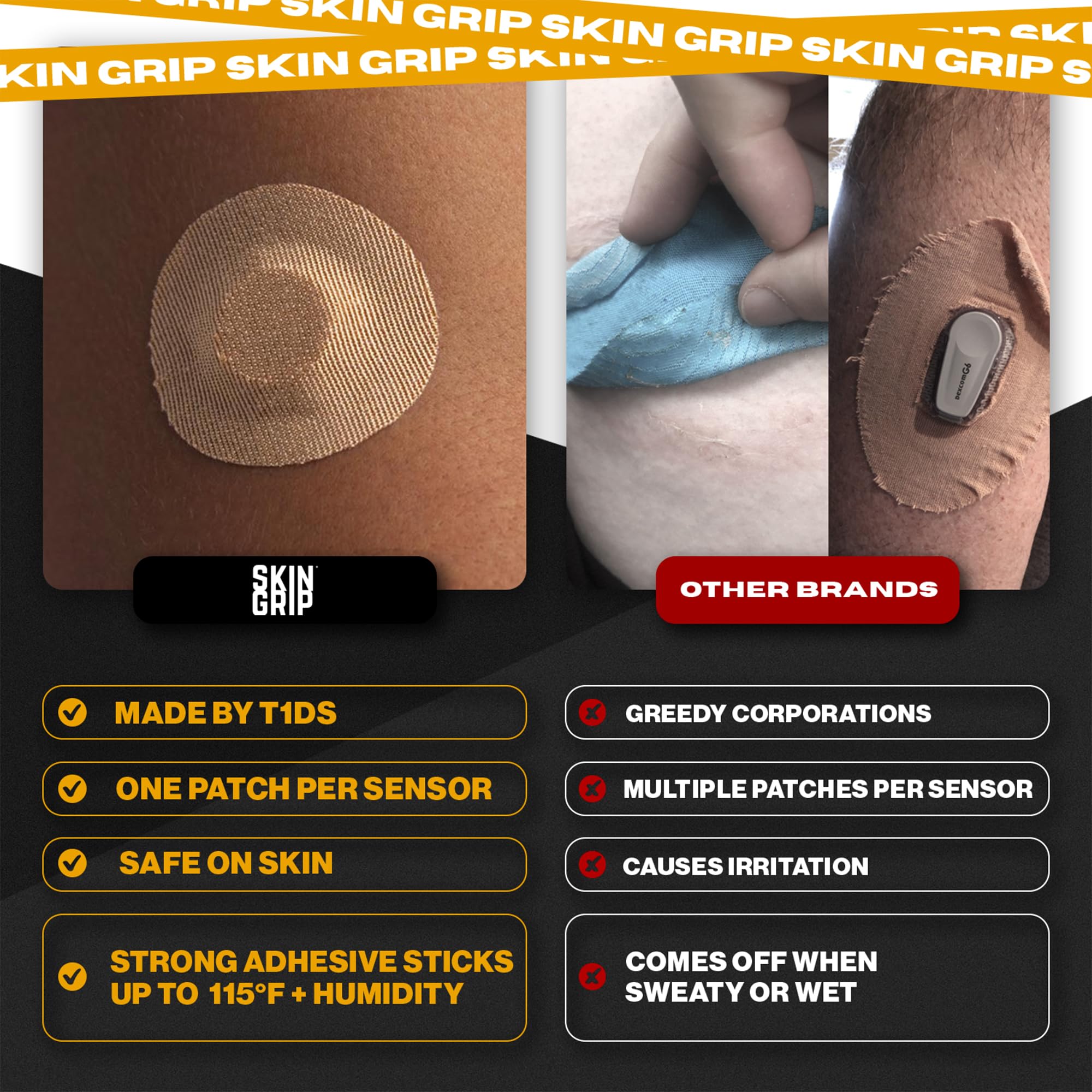 Waterproof Skin Grip patch suitable for showers and swimming