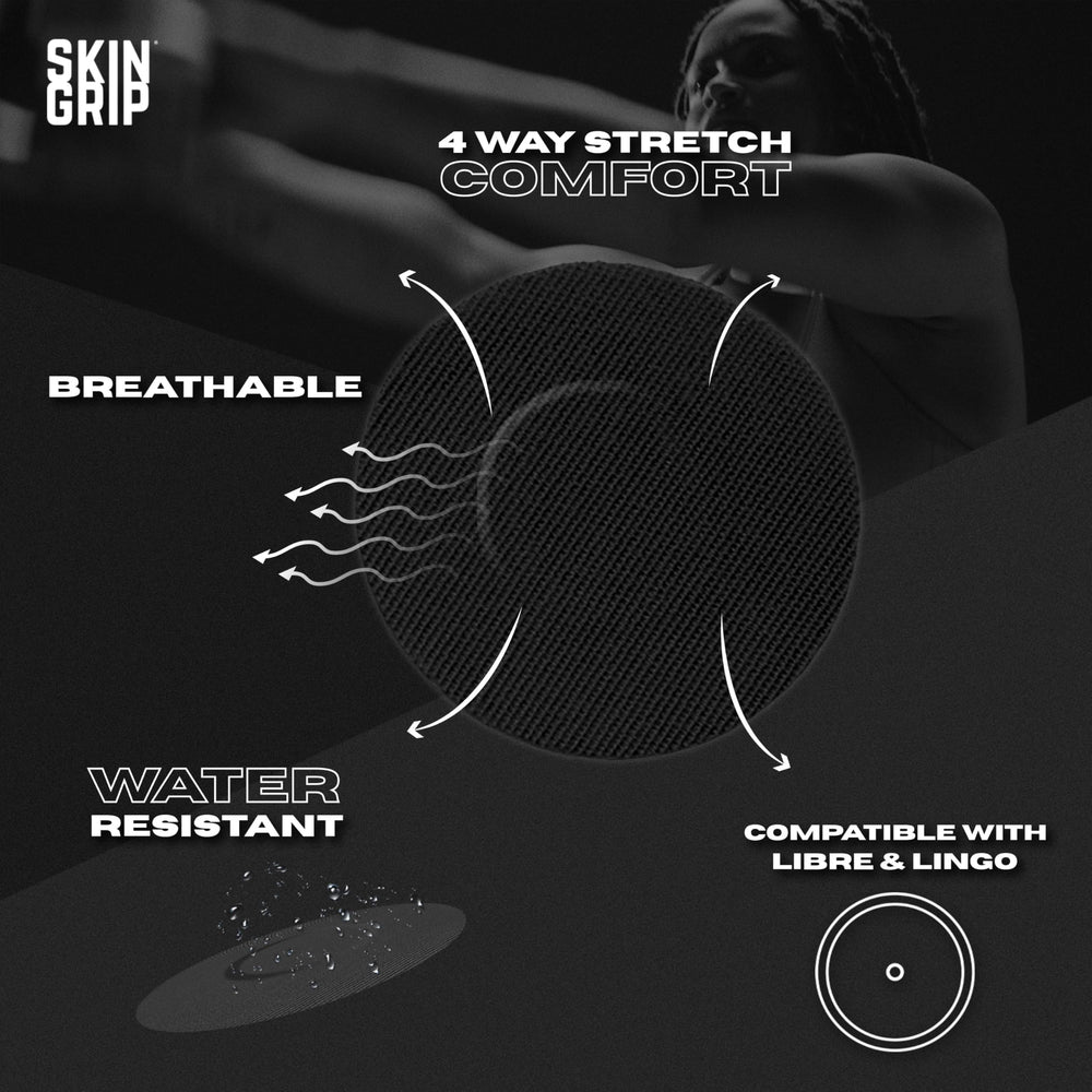 Skin Grip waterproof sensor patch protecting Libre and Lingo in wet environments