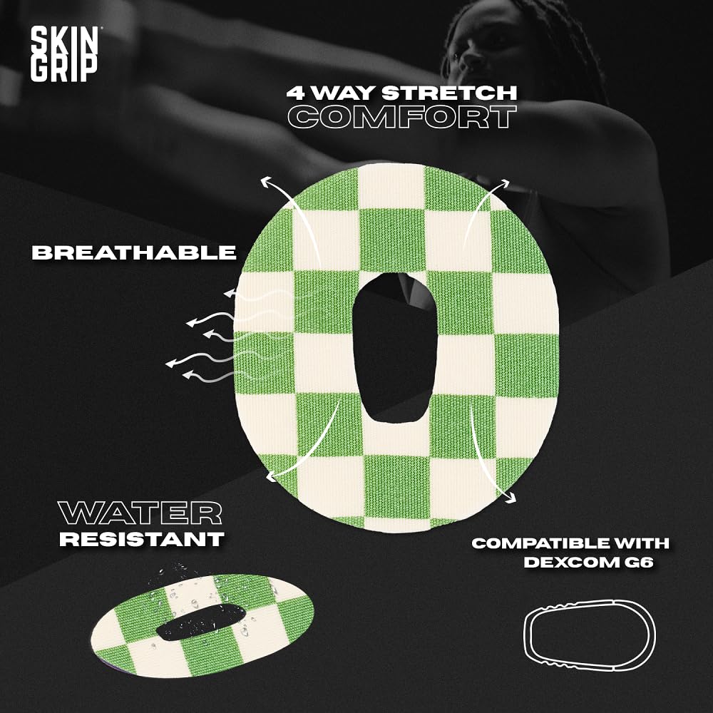Skin Grip waterproof and sweatproof patch for Dexcom G6 ensures comfort in showers and workouts.