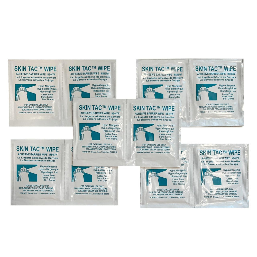 Skin-Tac wipes used on irritated skin for comfortable adhesive barrier prep