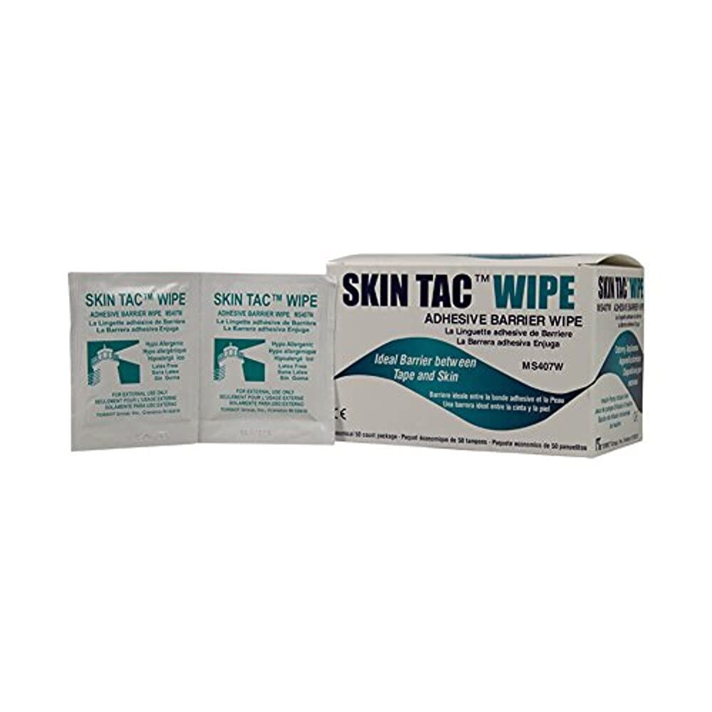 Skin-Tac wipes displaying quilted texture for premium cleansing