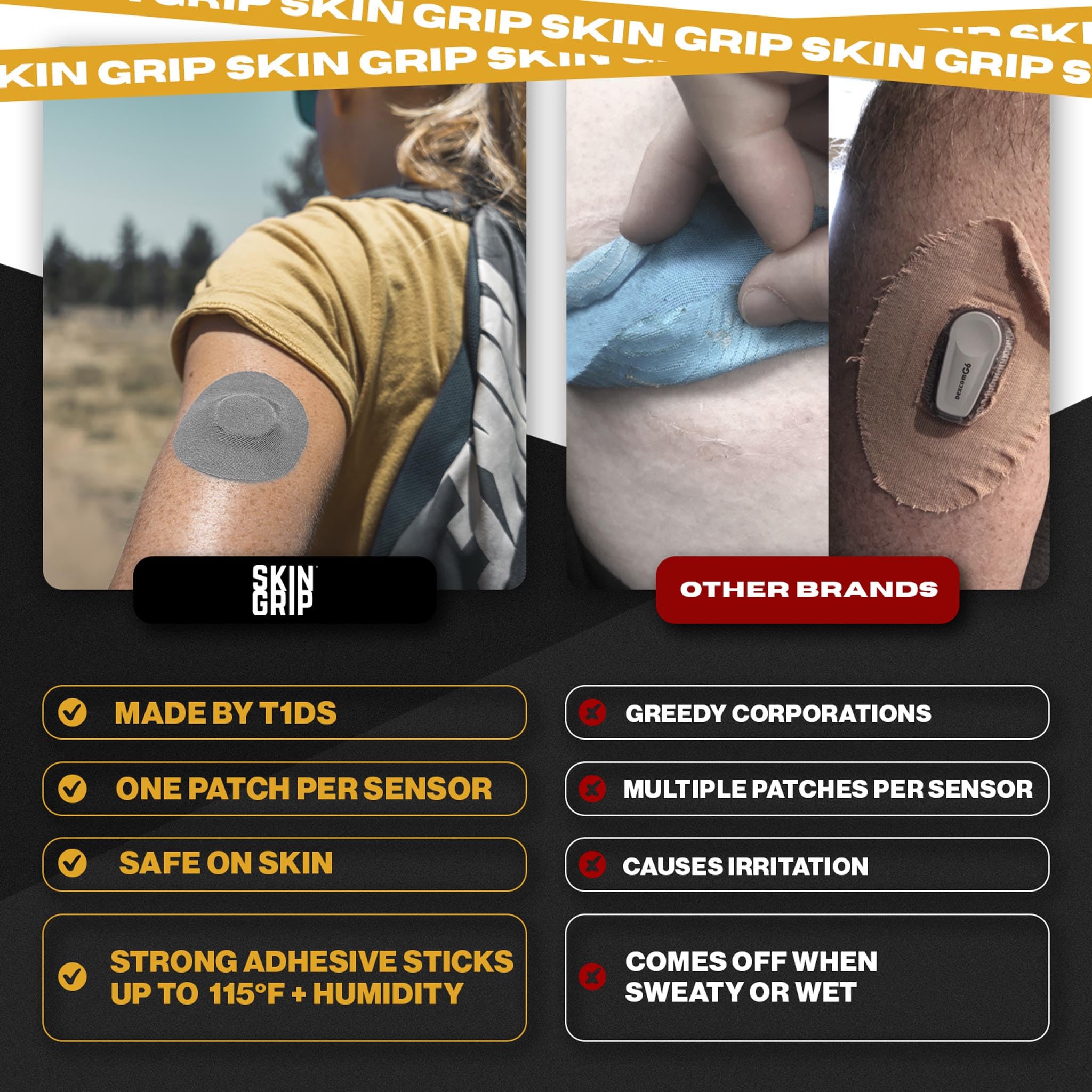 Skin Tac prep helps maximize adhesion with Skin Grip patch