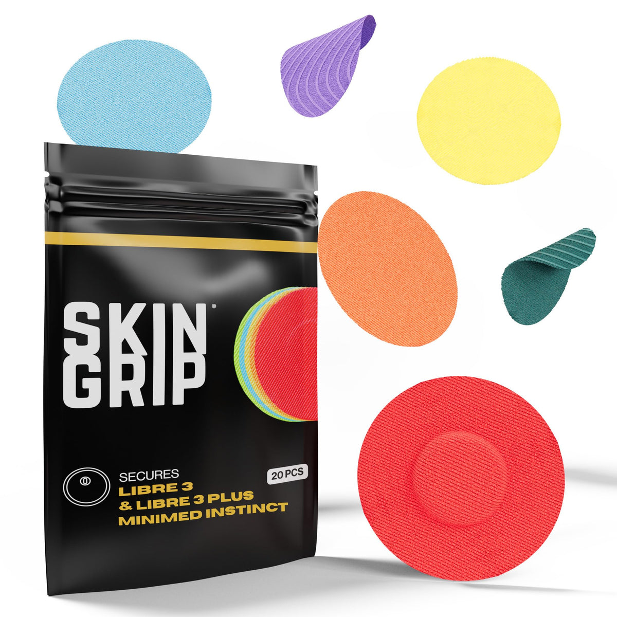 Skin Grip Freestyle Libre 3 rainbow patch pre-cut for quick, secure adhesion