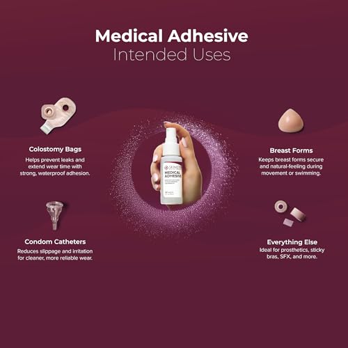 Skinister Medical Adhesive Remover spray shown in action for precise, gentle adhesive removal.