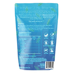 SkinnyBoost Evening Tea bags close-up highlighting natural ingredients and flavor.