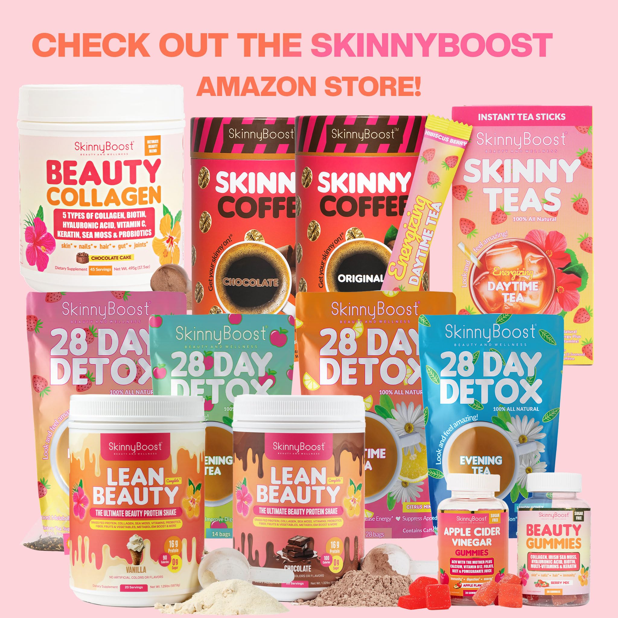 SkinnyBoost Keto-friendly Tea label indicating diet compatibility.