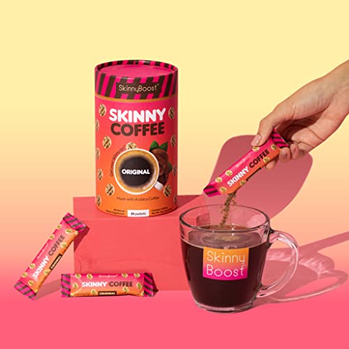 A mug steaming with SkinnyBoost Vanilla Coffee Sticks for a flavorful cup.
