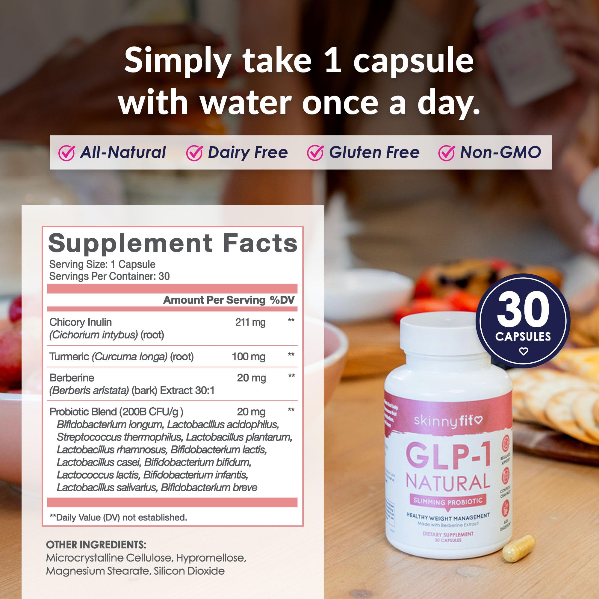 SkinnyFit GLP-1 Natural chicory inulin container for gut health.