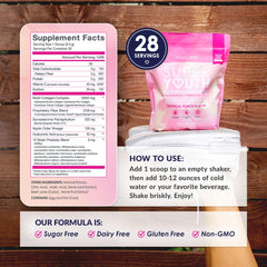 Packaging for SkinnyFit Super Youth Collagen shows clean, non-GMO, gluten-free formulation.
