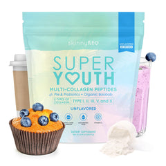 SkinnyFit Super Youth collagen tub for daily beauty support and simple mixing.