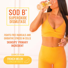 SkinSips lemon drink in glass showing convenient daily use