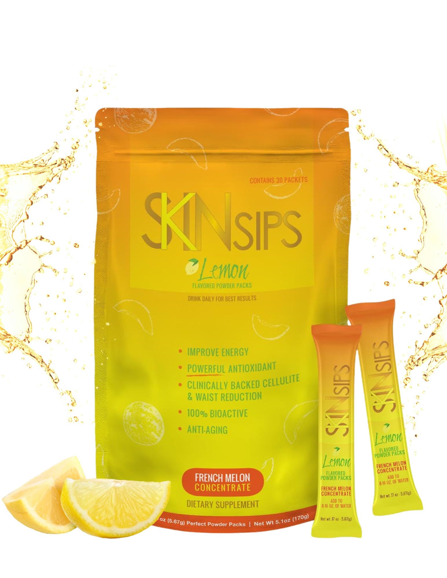 SkinSips Lemon stick-pack for on-the-go hydration with antioxidants