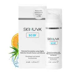 Skinuva next generation scar cream bottle pump for easy daily application.