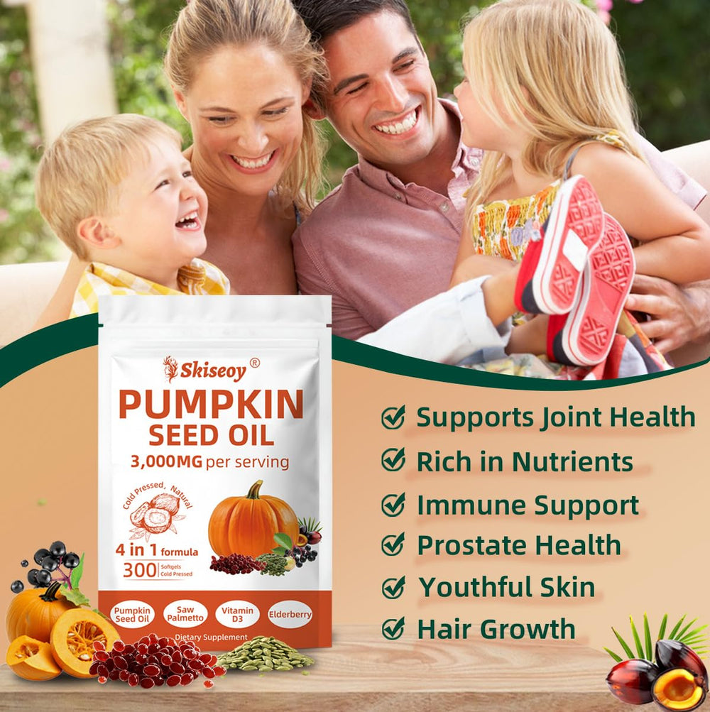 Skiseoy 100-day supply pack for long-lasting pumpkin seed oil capsules.