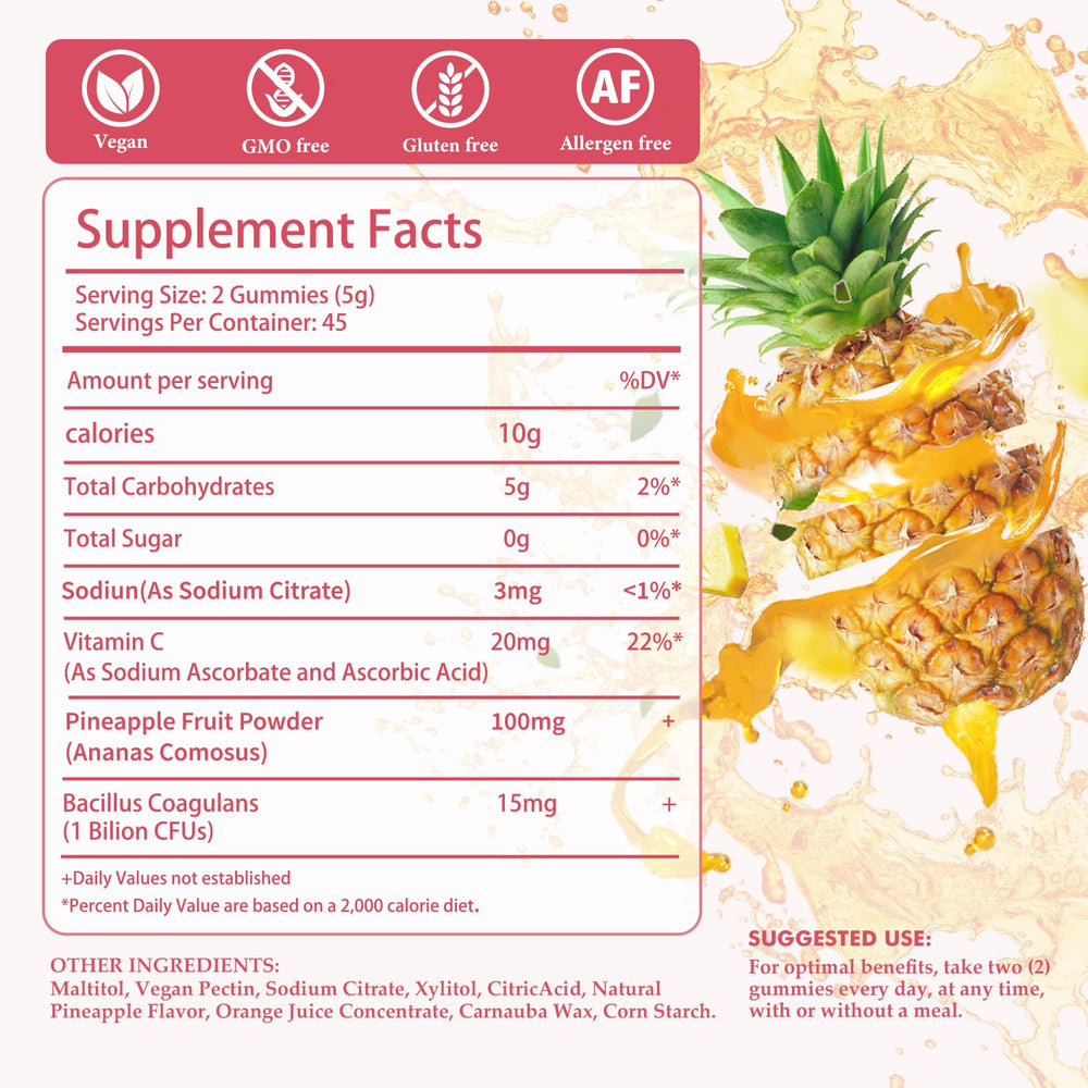 Skiseoy Pineapple Gummies illustrating immune support with vitamin C.