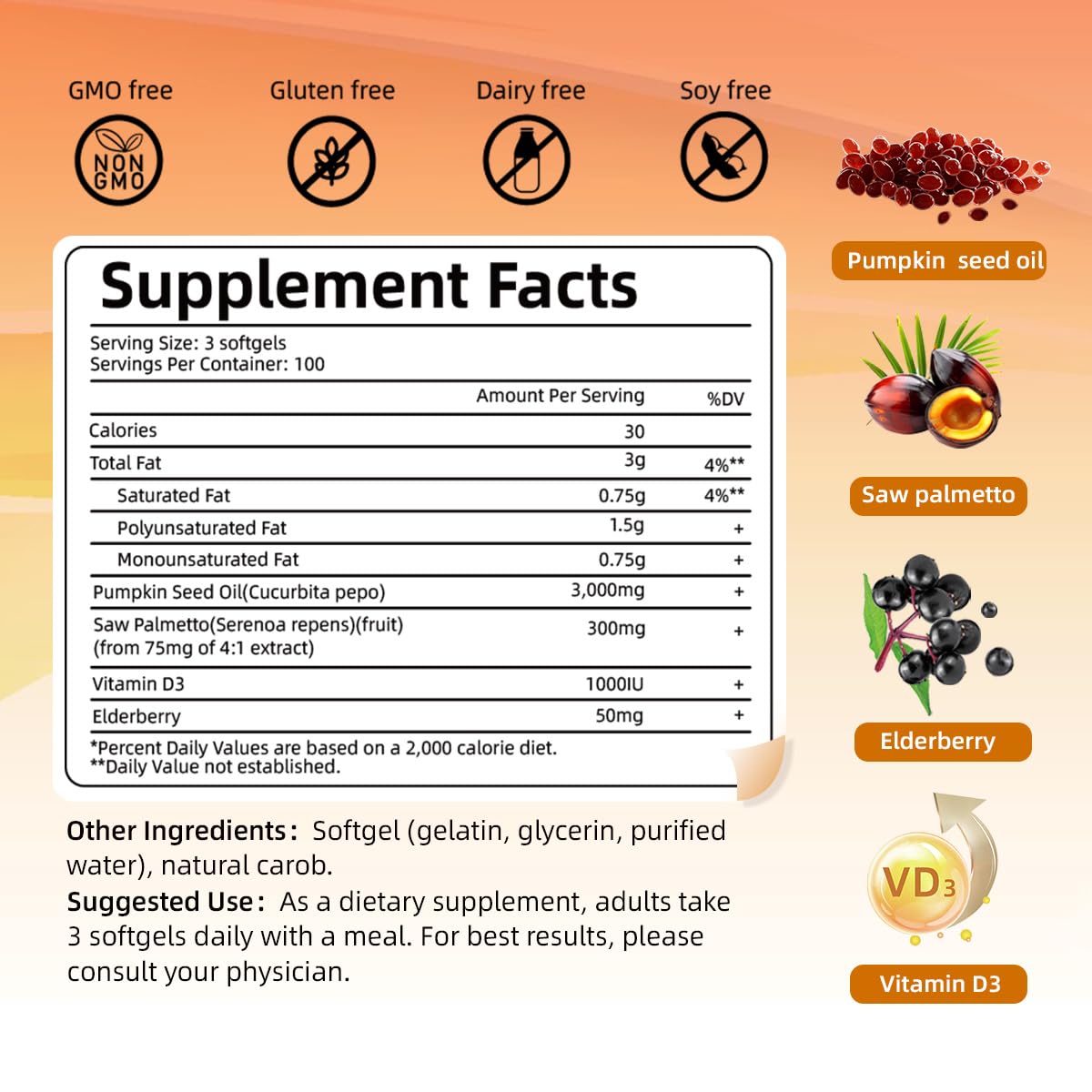 Skiseoy saw palmetto elderberry D3 combo capsules for daily routine.