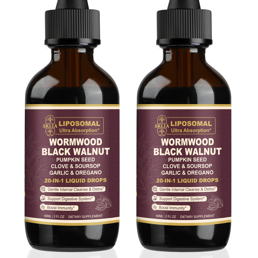 SKLIA 20-in-1 Wormwood Cleanse bottle with high absorption benefits for gut support