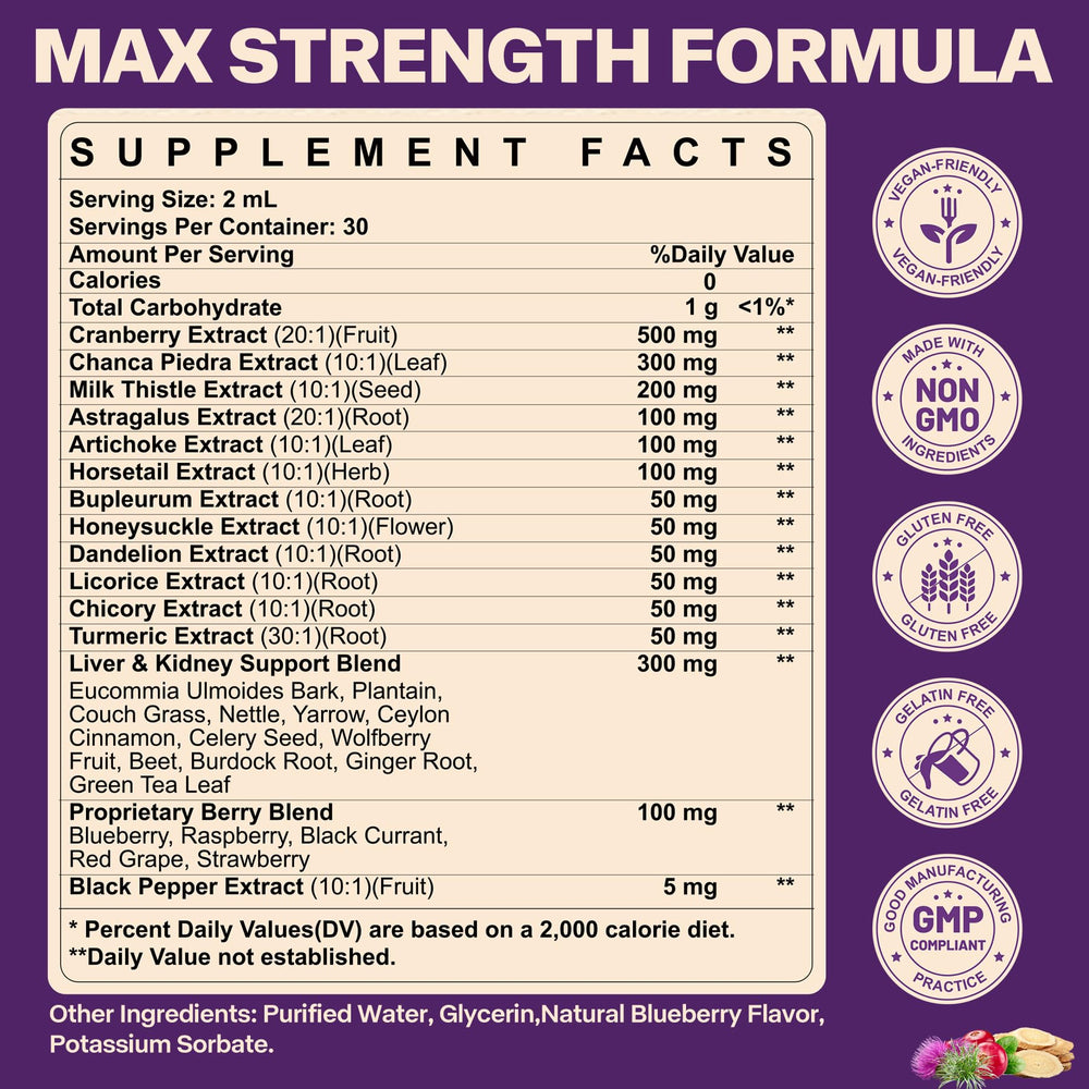 SKLIA 30-in-1 kidney-liver cleanse pour illustrates easy daily intake.